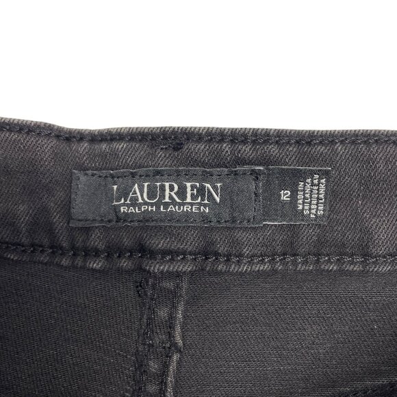LAUREN RALPH LAUREN JEANS WOMENS 12 HIGH RISE STRAIGHT STRETCH SKINNY BLACK - Picture 5 of 12